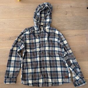 L.L.Bean Scotch Plaid Flannel Hooded Shirt 100% cotton - size medium